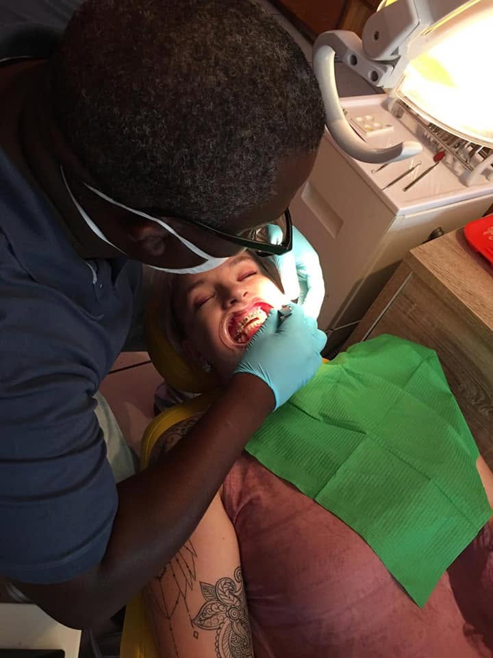 Close-up of diagnostic imaging preparation during an orthodontic assessment